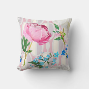 Peonies and forget-me-nots. Seamless backgroundart Cushion