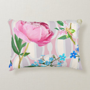 Peonies and forget-me-nots. Seamless backgroundart Decorative Cushion