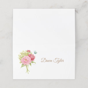Peonies and Hydrangea Folded Place Card