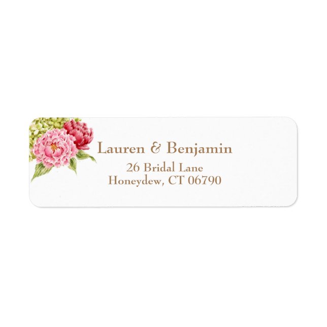 Peonies and Hydrangea Return Address Labels (Front)