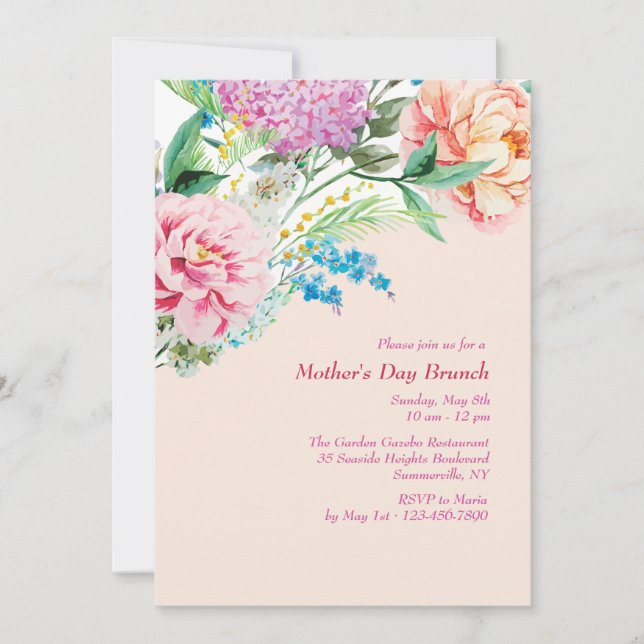 Peonies and Lilacs Invitation (Front)