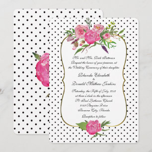 Peonies and Polka Dots Wedding Invitation