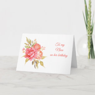 Peonies and Roses Floral Bouquet Birthday Card
