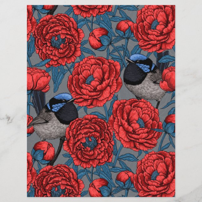 Peonies and wrens (Front)