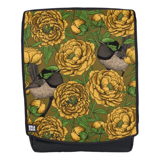 Peonies and wrens backpack (Front)