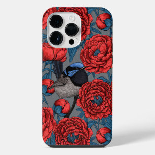 Peonies and wrens iPhone 14 pro max case