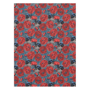 Peonies and wrens tablecloth