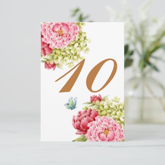 Peonies ans Hydrangeas Table Card No 10 (Standing Front)