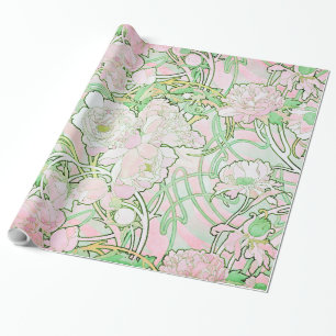 Peonies Art Nouveau Fine Art Wrapping Paper