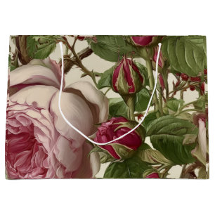 Peonies Botanical Flower Design Large Gift Bag