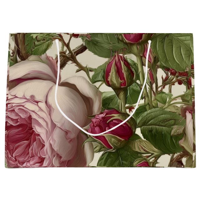 Peonies Botanical Flower Design Large Gift Bag (Front)