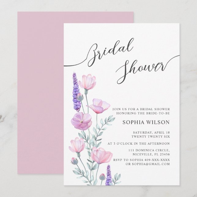 Peonies Bridal Shower Invitation (Front/Back)