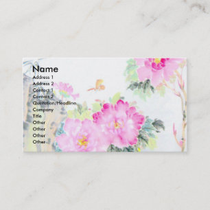 Peonies & Butterflies/Chinese Painting Design Business Card
