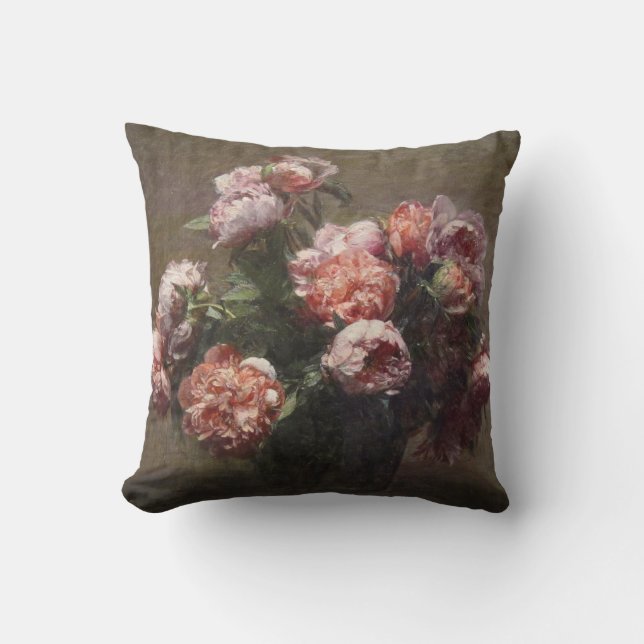 Peonies by Henri Fantin-Latour Throw Pillow (Front)