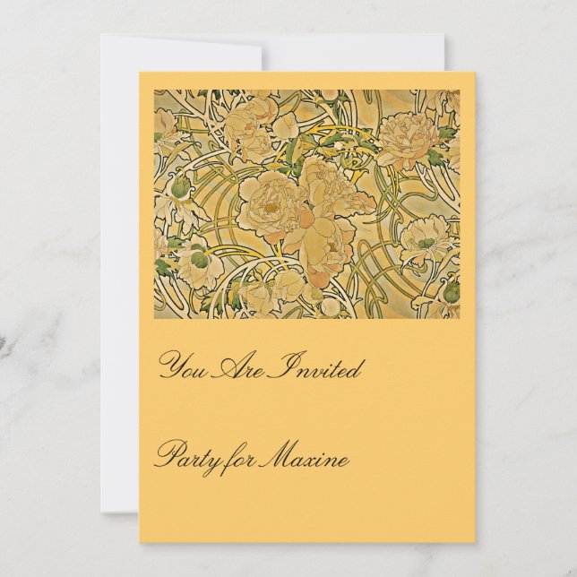 Peonies by Mucha Invitation (Front)