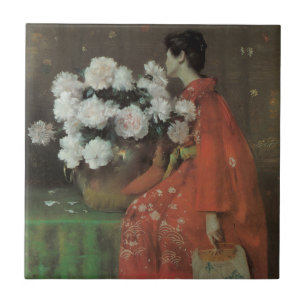 Peonies by William Merritt Chase, Vintage Fine Art Ceramic Tile