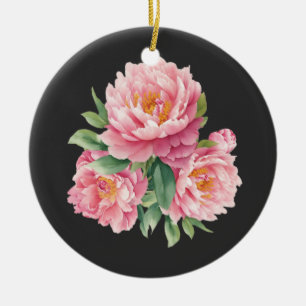 Peonies Ceramic Ornament