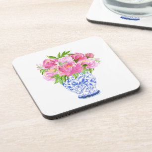 Peonies Chinoiserie Vase Coaster