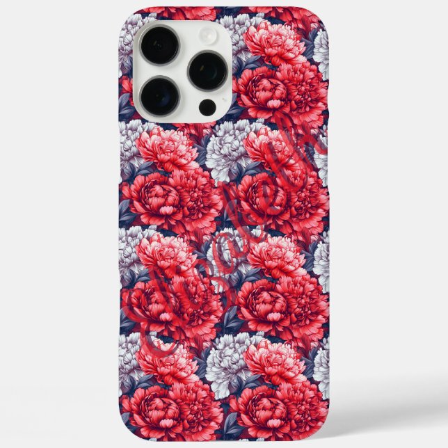 Peonies Custom Name Iphone Case - Mothers Day Gift (Back)