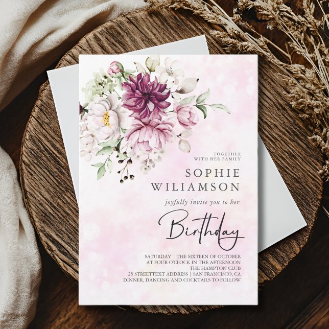 Peonies elegant birthday invitation (Creator Uploaded)
