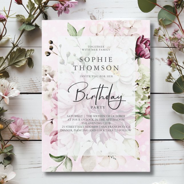Peonies elegant birthday invitation (Creator Uploaded)