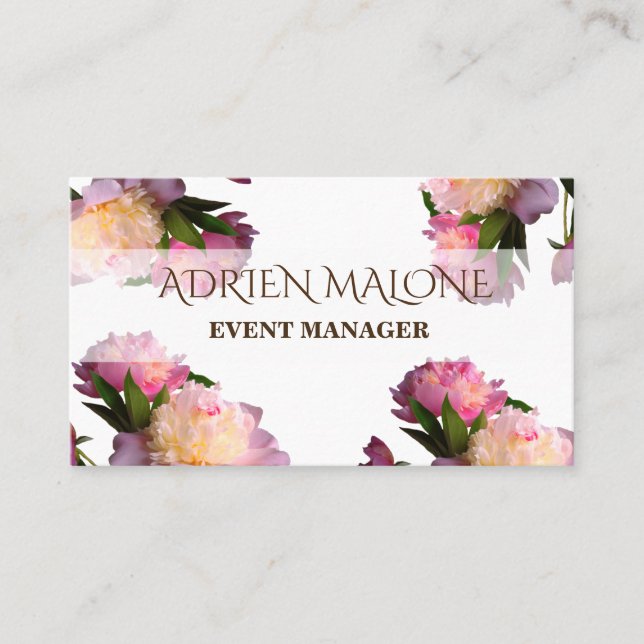 Peonies Elegant Floral Professional Card (Front)