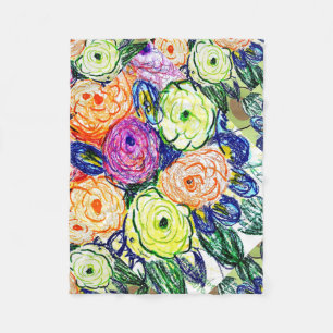 Peonies Fleece Blanket, Small 76.2 x 101.6 cm Blanket