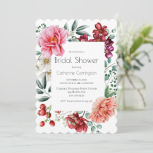 Peonies Floral Bridal Shower Invitations