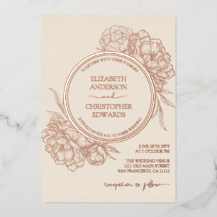 Peonies Floral Elegant REAL Rose Gold Wedding