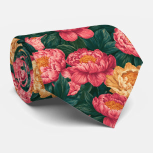 Peonies Floral Father Groom Wildflower Wedding Tie