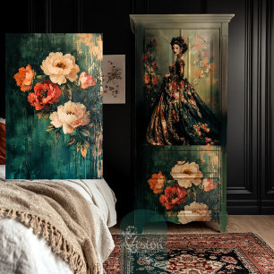 Peonies Floral, Painted Moody Abstract Realism Tissue Paper