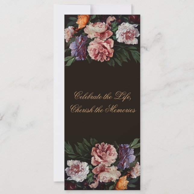 Peonies Floral Painting 3 Funeral Announcement (Front)