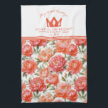 Peonies Floral Pink Orange | Queen of the kitchen Tea Towel<br><div class="desc">Add a touch of charm to your kitchen with this Queen of the Kitchen towel featuring a beautiful pink and orange peonies floral design. Perfect for everyday use,  it combines style and functionality while enhancing your kitchen decor. Ideal for home chefs or as a thoughtful gift for any occasion.</div>