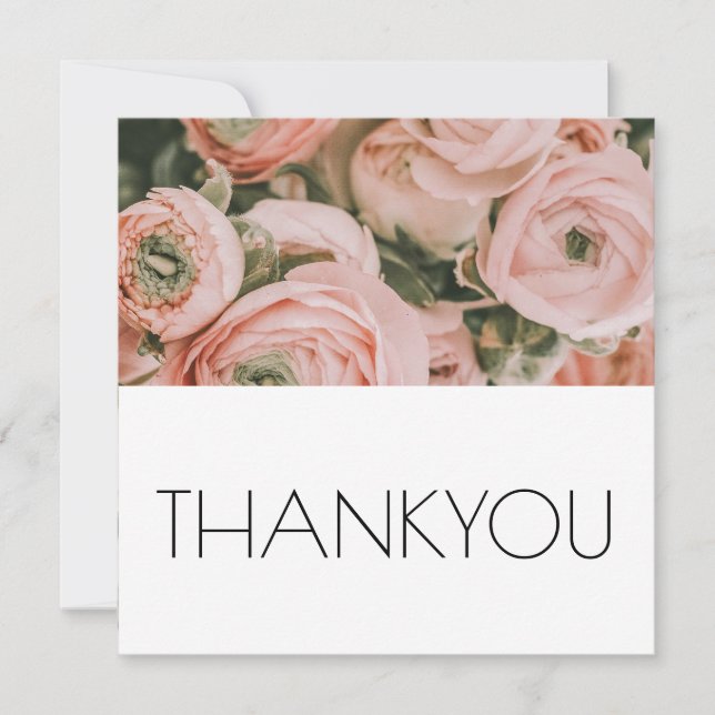 PEONIES FLORAL THANKYOU FLAT CARD (Front)