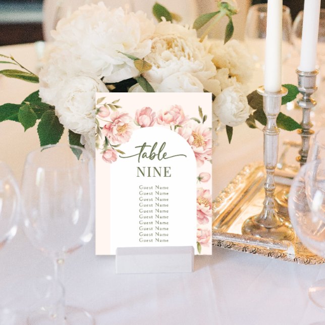Peonies floral wedding seating chart table numbers (Creator Uploaded)