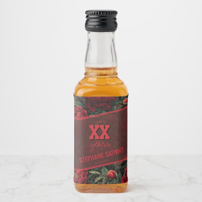 Peonies Flower Food and Beverage Label Set (Front)