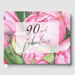 Peonies flowers 90th Birthday Party  Guest Book