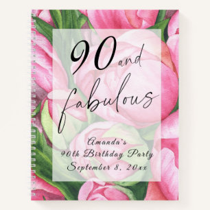 Peonies flowers 90th Birthday Party  Notebook