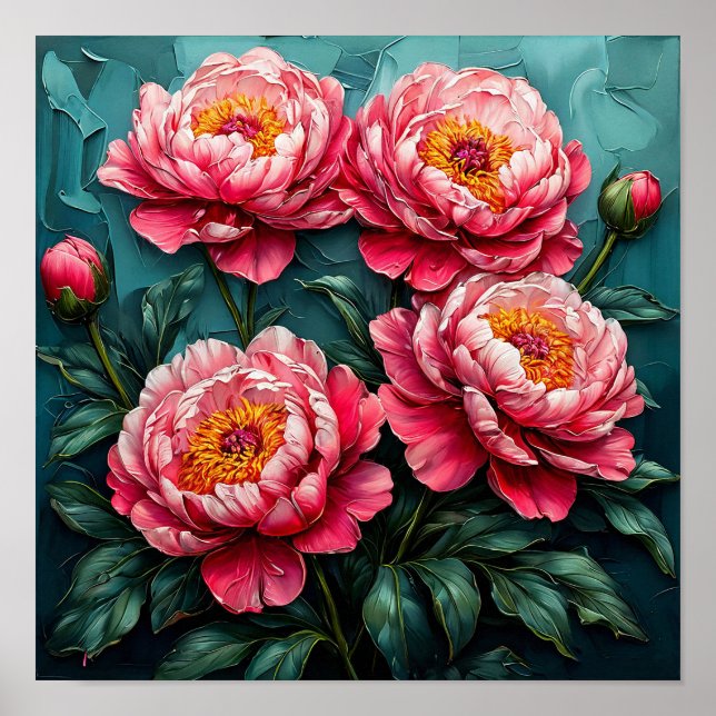 Peonies flowers poster (Front)