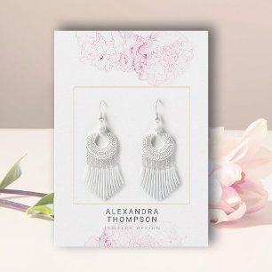 Peonies Frame Modern Floral Sketch Jewellery Displ Business Card