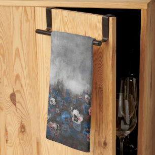 Peonies Gray Tea Towel