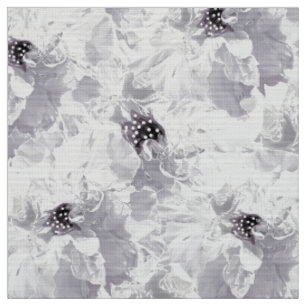 Peonies, grey and white, floral, white flowers fabric