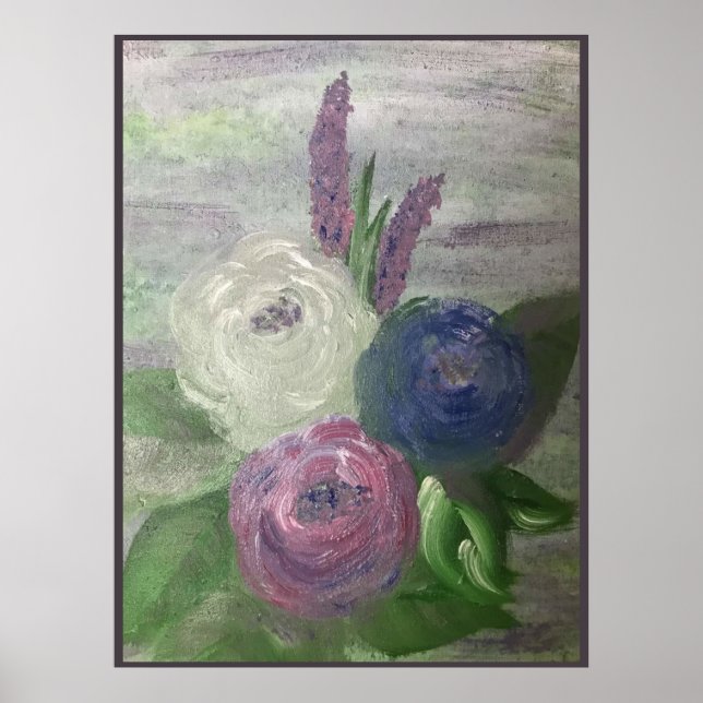 Peonies & Hollyhocks Print, Poster (Front)
