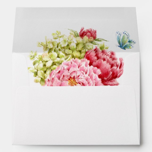 Peonies Hydrangea Floral Envelope  (Back (Bottom))