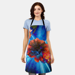 Peonies in Blue Light Apron