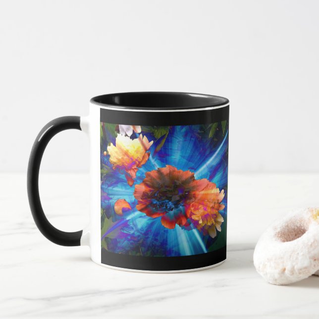 Peonies in Blue Light Mug (With Donut)