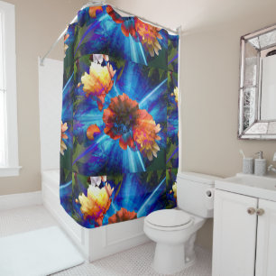 Peonies in Blue Light Shower Curtain