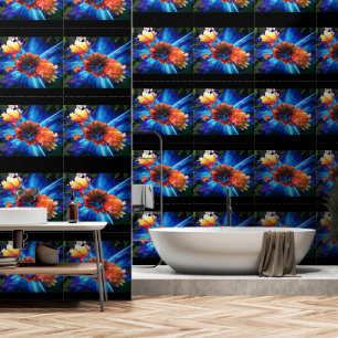 Peonies in Blue Light Wallpaper
