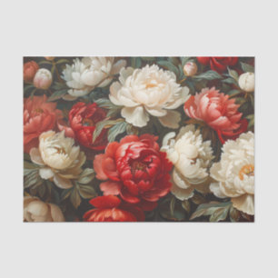 Peonies in Red and White Decoupage Tissue Paper