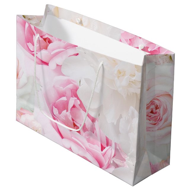 Peonies Large Gift Bag (Front Angled)